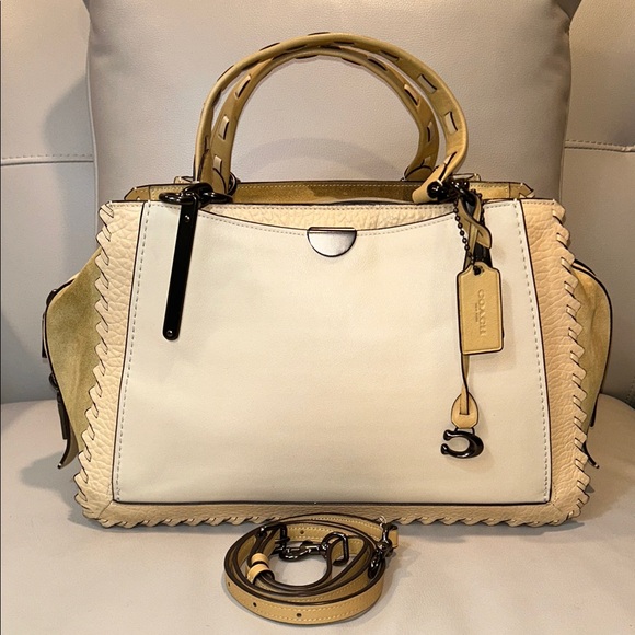 Coach Handbags - Coach Dreamer 36 Colorblock Suede Cream and Tan Satchel Bag